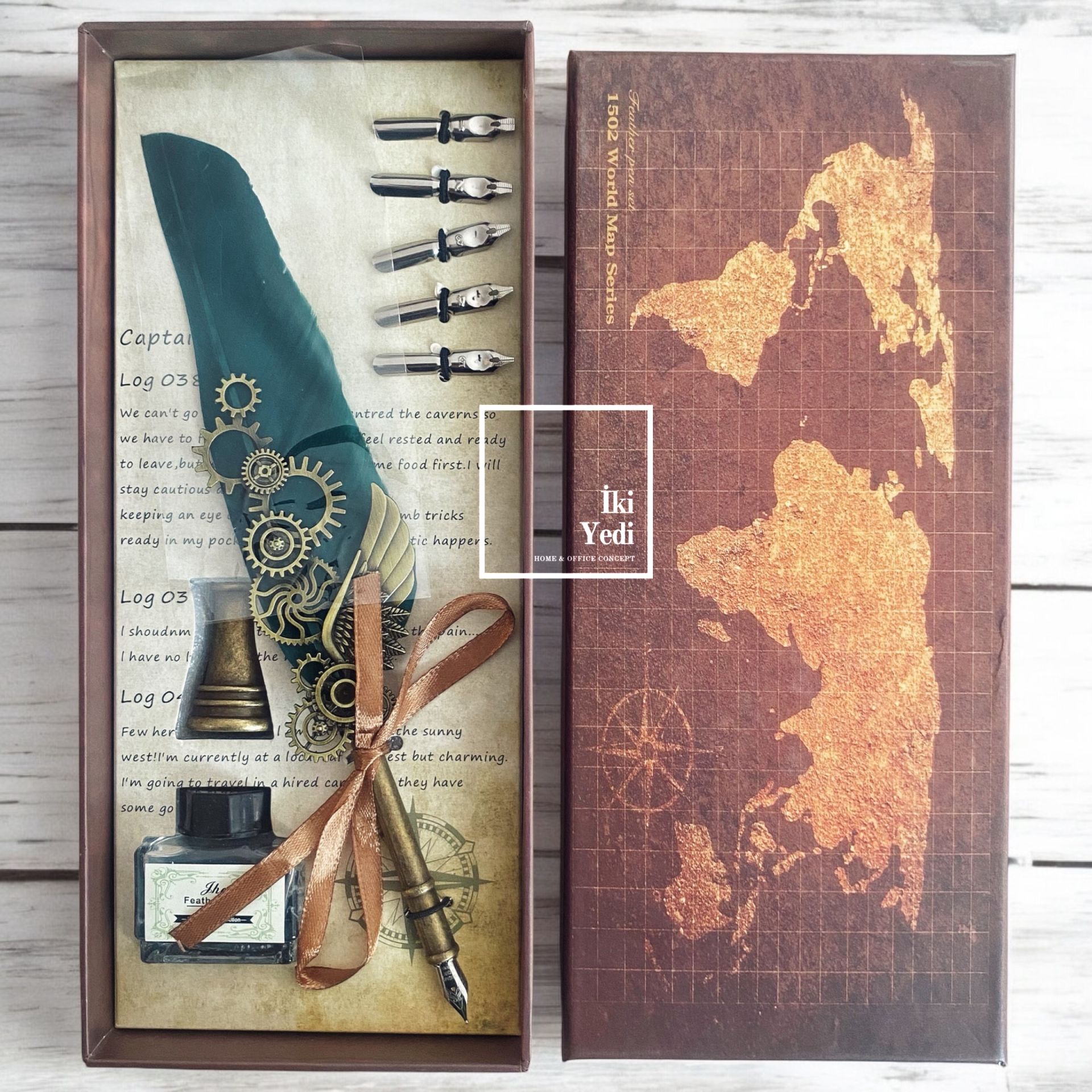 Monique Antik Divit Hokka Seti – Kaligrafi Yazı Takımı, Ofis Masa Üstü Aksesuar, İş Hediyesi