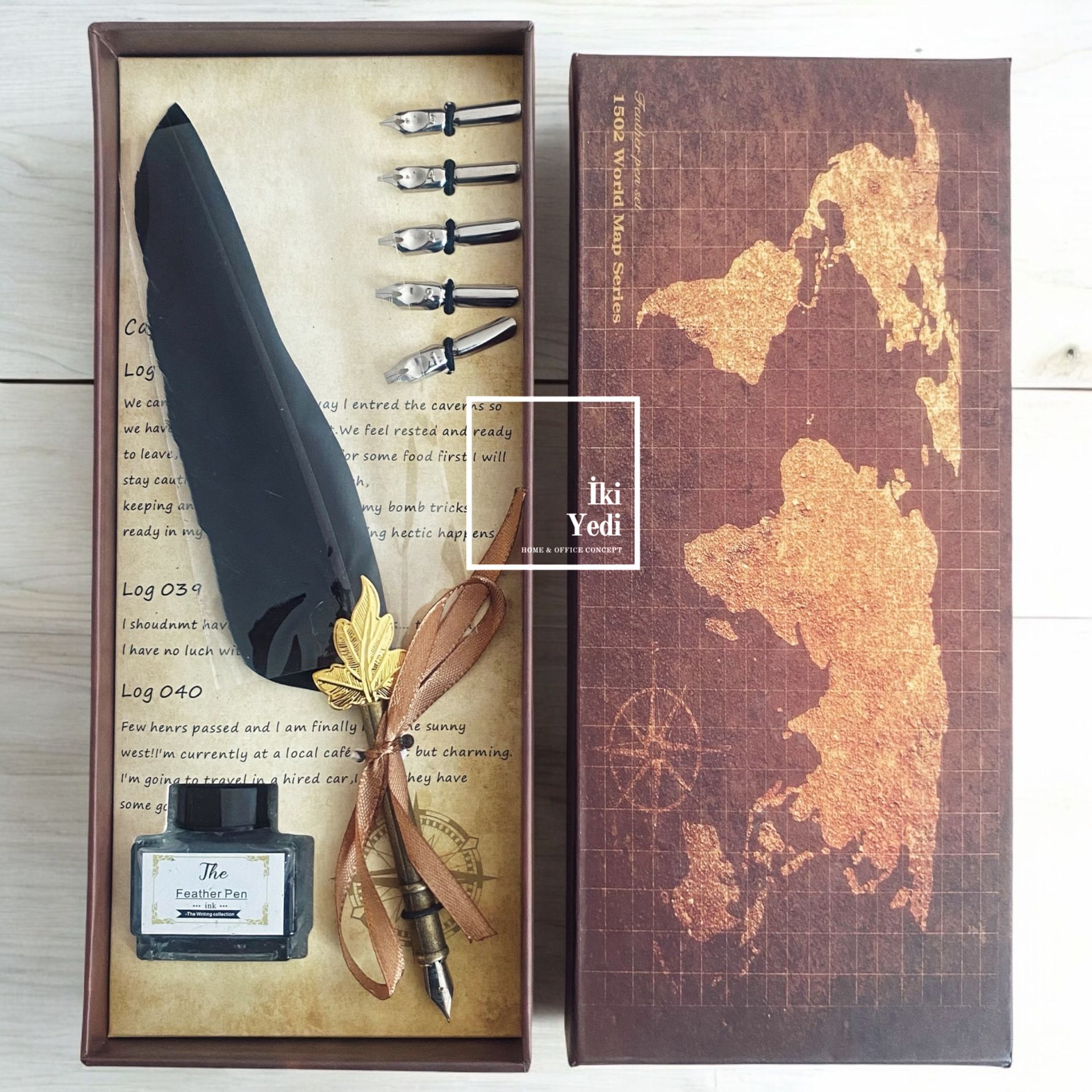 Monique Antik Divit Hokka Seti – Kaligrafi Yazı Takımı, Ofis Masa Üstü Aksesuar, İş Hediyesi