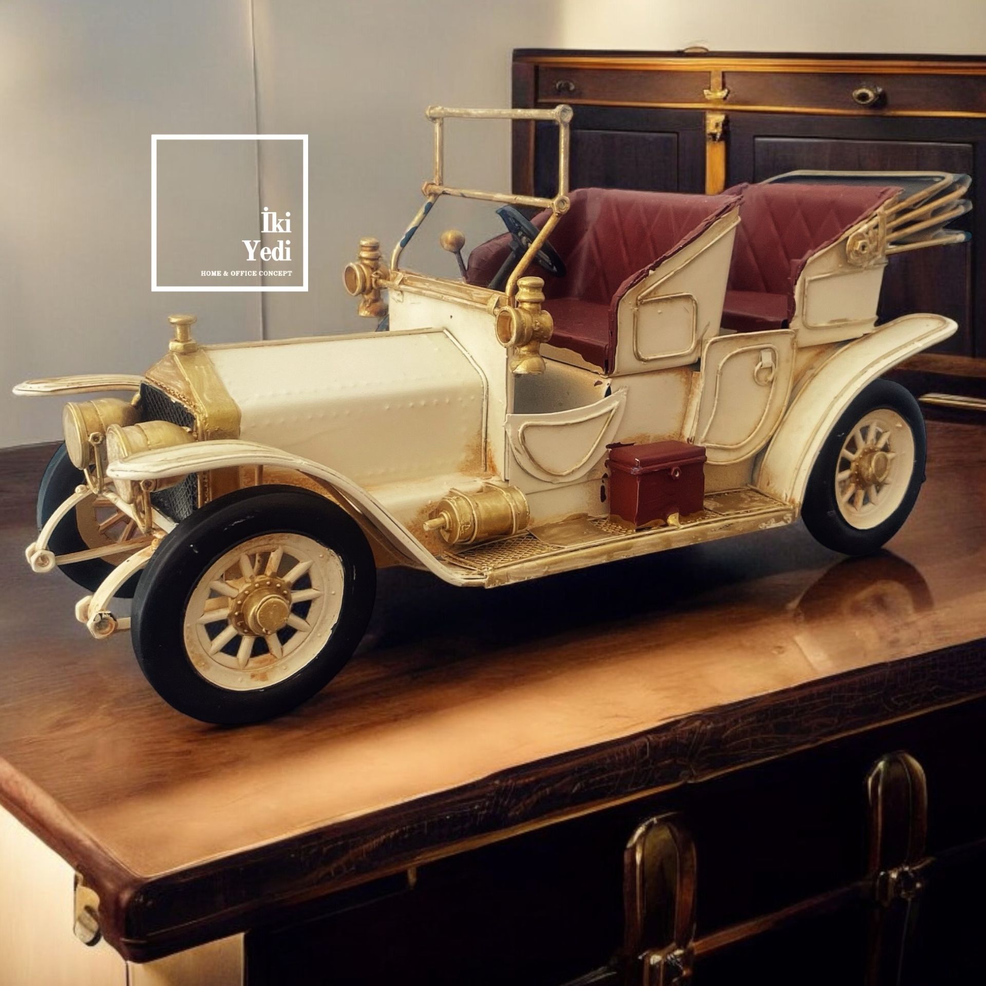 Eustache 37 cm T-Bucket Ford Metal Araba Maketi, Retro Nostaljik Obje, Ev Ofis Vintage Hediyelik