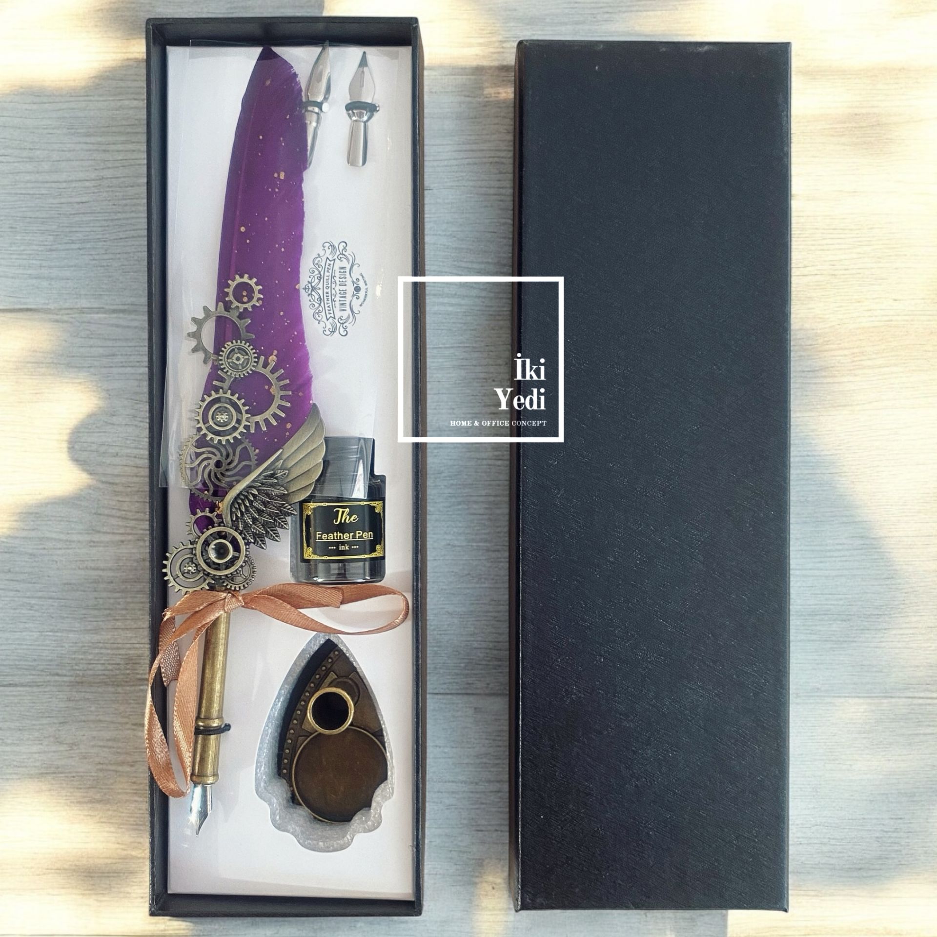 Monique Antik Divit Hokka Seti – Kaligrafi Yazı Takımı, Ofis Masa Üstü Aksesuar, İş Hediyesi