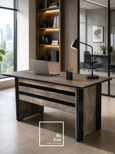 Meritant 140 cm 36 mm Kilitli Çekmeceli Ofis Çalışma Masası Büro Masa Modelleri Ofis Mobilyaları