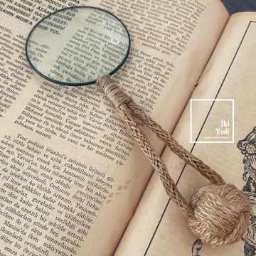 Chausson 21 cm Hasır Örgü Tutma Saplı Büyüteç Masa Üstü Dekoratif Aksesuar Obje Ofis İş Hediyesi Lüks Hediyelik
