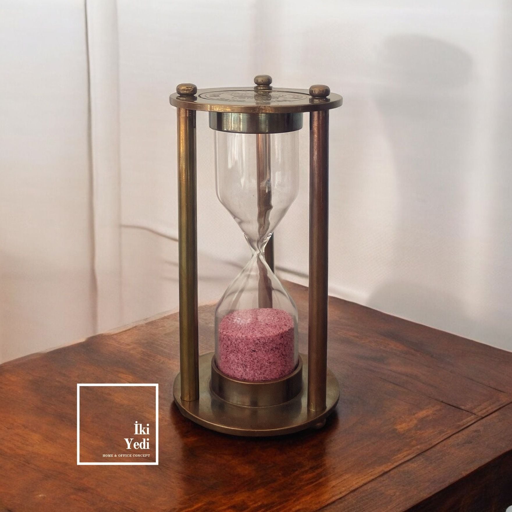 MQ-London Pirinç Eskitme 3 Dakika Kum Saati, Küçük Boy Antika Obje, Ofis Masaüstü Hediyelik
