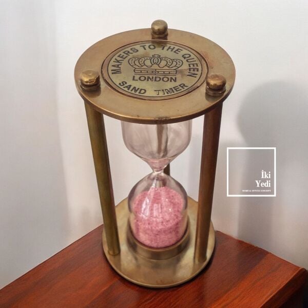 MQ-London Pirinç Eskitme 3 Dakika Kum Saati, Küçük Boy Antika Obje, Ofis Masaüstü Hediyelik