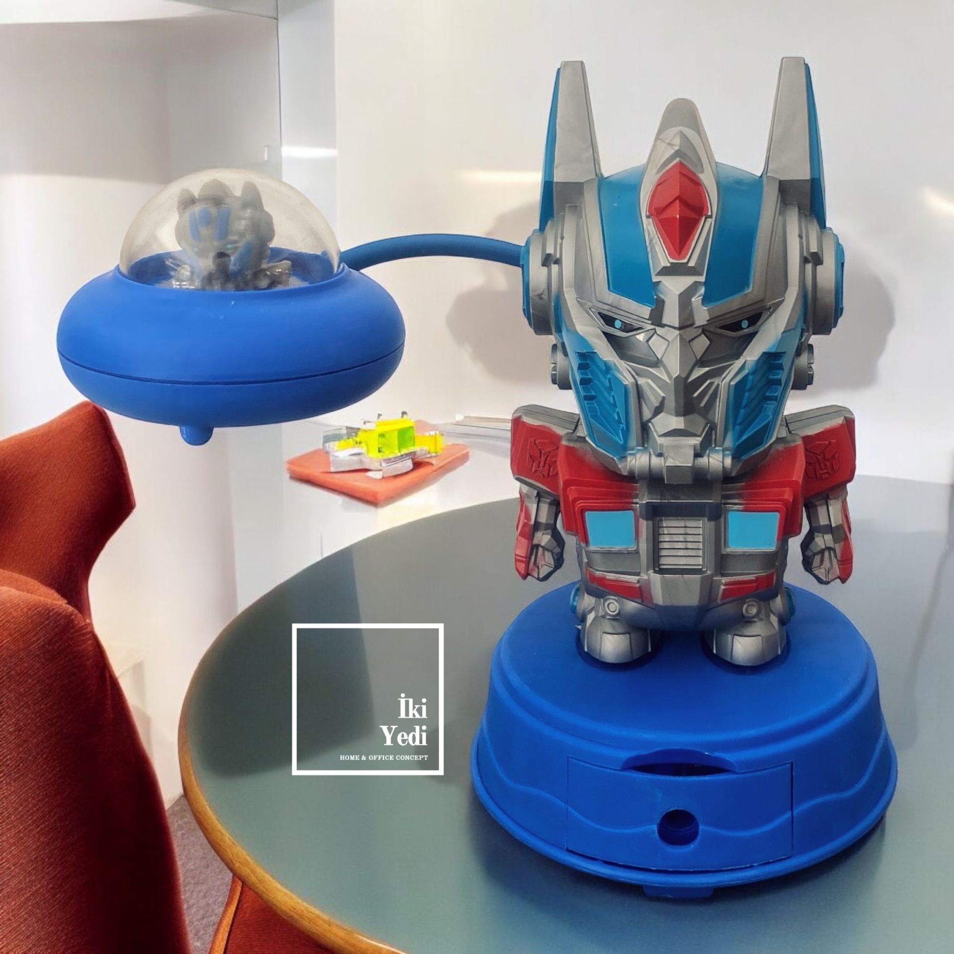 Transformers 77-1 Mavi Masa Lambası Şarjlı Gece Lambası Çocuk Genç Odası Figür Objeler Kalemtıraşlı