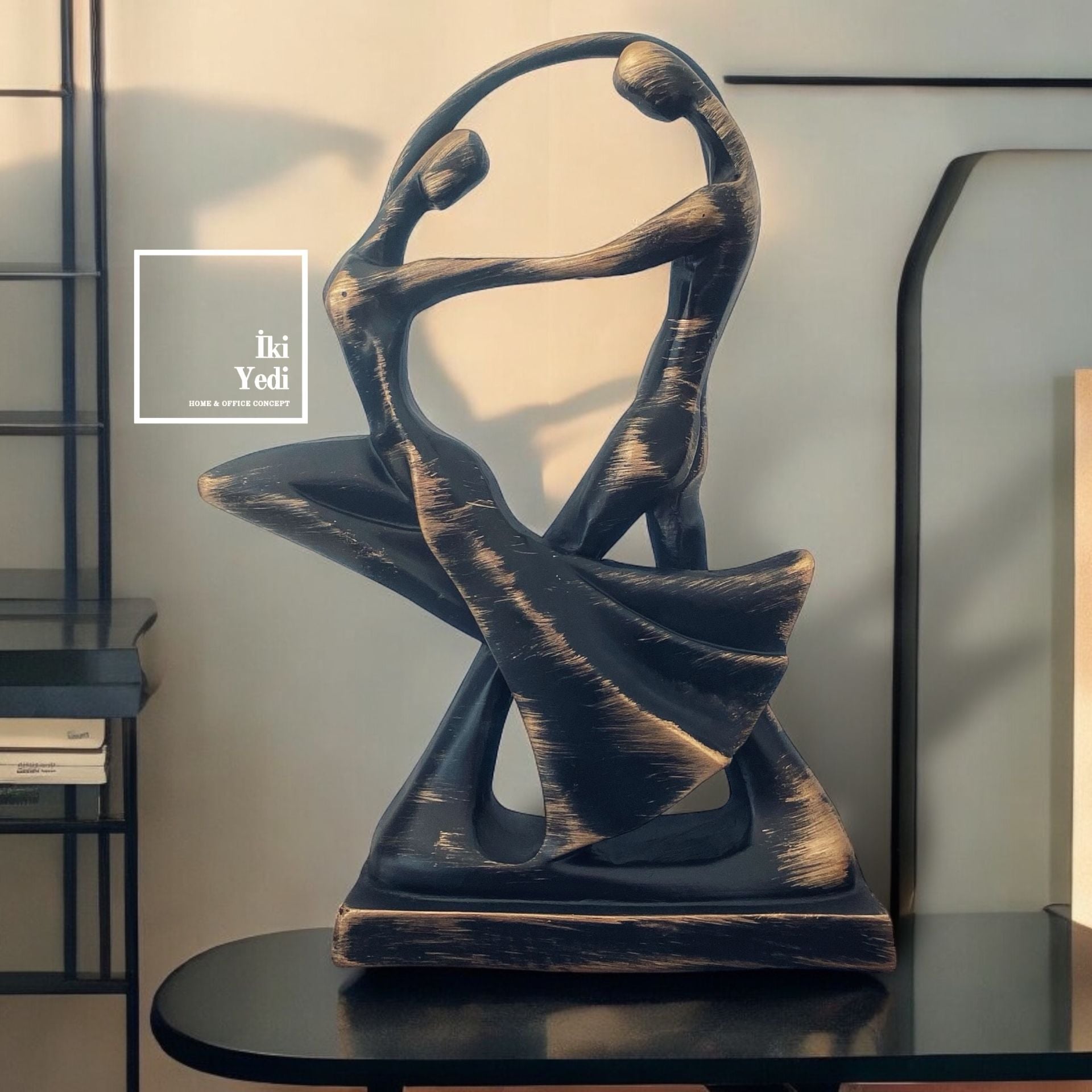 Cirila 77-1 Tango Yapan Çift Biblosu Müzik Dans Dekoratif Objeler Ev Hediyesi Ofis Modern Hediyelik Heykel Dekor