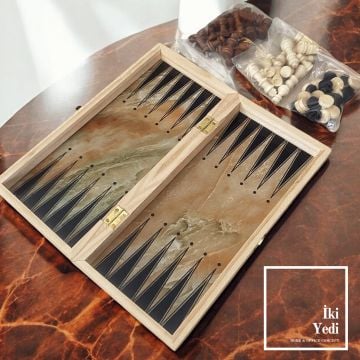 Palmer-S Ahşap Satranç ve Tavla Takımı Oyun Seti Hediyelik Masa Oyunu Şık Ev ve Ofis Aksesuarı