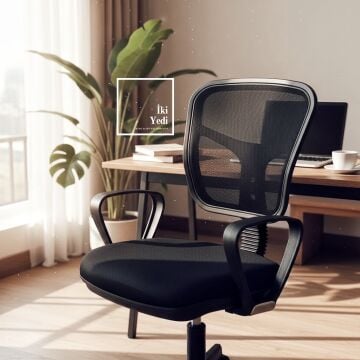 Ravin Kalın Süngerli Fileli Ofis Sandalyesi Döner Mekanizmalı Çalışma ve Bilgisayar Koltuğu Büro Ev