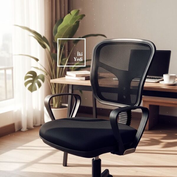 Ravin Kalın Süngerli Fileli Ofis Sandalyesi Döner Mekanizmalı Çalışma ve Bilgisayar Koltuğu Büro Ev