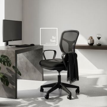 Ravin Kalın Süngerli Fileli Ofis Sandalyesi Döner Mekanizmalı Çalışma ve Bilgisayar Koltuğu Büro Ev