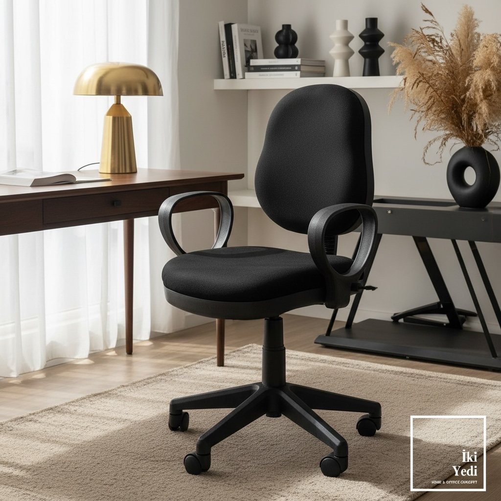 Renard Kalın Süngerli Kumaş Döşeme Ofis Sandalyesi Döner Mekanizmalı Çalışma ve Bilgisayar Koltuğu