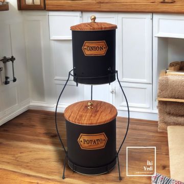 PooN Metal Sebzelik Patates Soğan Kovası Mutfak Mobilyası Ekipmanlar Dekoratif Tamamlayıcı Ürünler