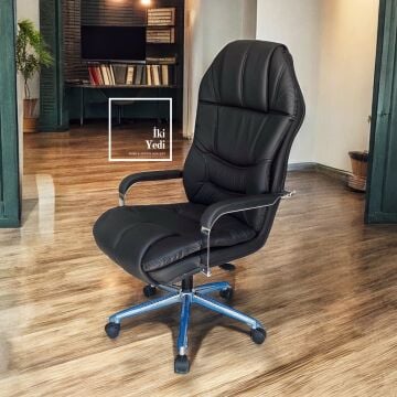 Aiglon Siyah Deri Makam Koltuğu Yönetici Koltuğu Ofis Sandalyesi Makam Koltuğu Rahat Çalışma Koltuğu Ofis Mobilyası Siyah