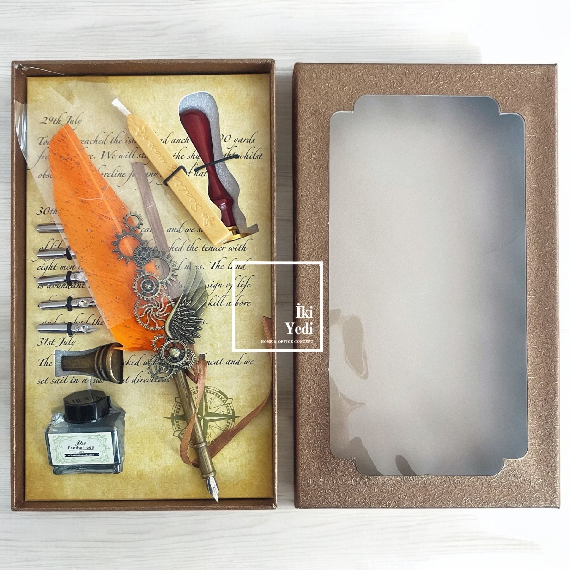 Monique Antik Divit Hokka Seti – Kaligrafi Yazı Takımı, Masa Üstü Aksesuar, Ofis İş Hediyesi