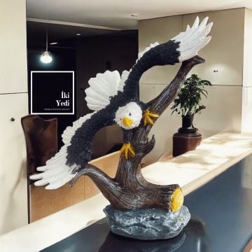 Ghoncha 77-1 Kanatlı Kartal Heykeli Kara Kartal Figürü Ofis Hediyesi Ev Dekorasyonu Beşiktaşlıya