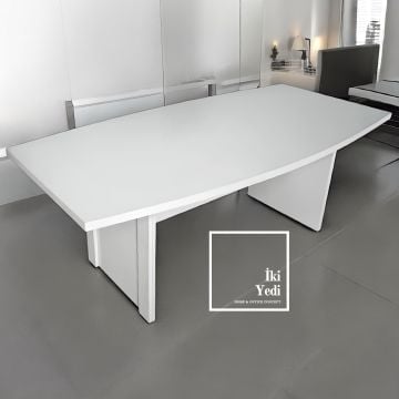 Lunette 100 x 200 cm Ovalize Kesim Beyaz Toplantı Masası Ofis Mobilyaları Büro Mobilyası Modelleri Yönetim Kurulu Personel Toplanma
