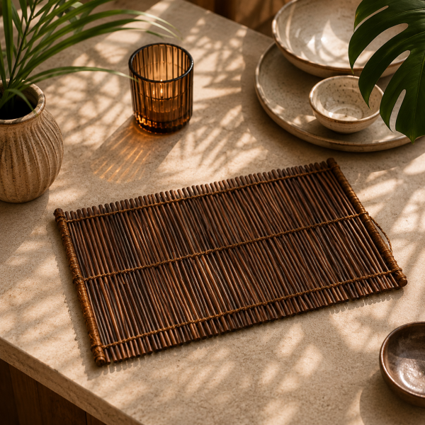 Aranya Bambu Supla Amerikan Servis Seti %100 Doğal Dikdörtgen Tabak Altlığı 27x40,5 cm Runner Model