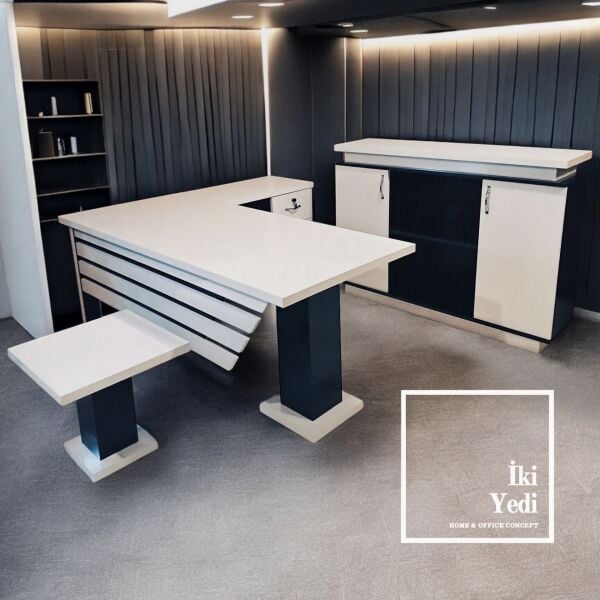 Hausser 180 cm Spor Model Ofis Mobilyası Takımı Yönetici Makam Masası Seti Büro Mobilyaları Patron Modern