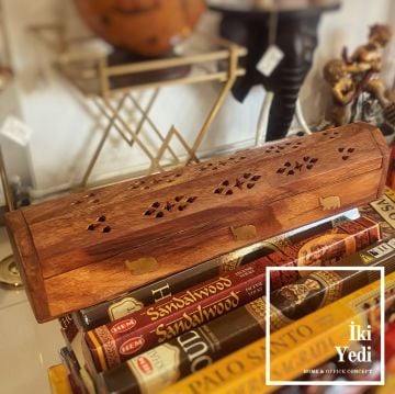 Anika 77-2 Pirinç Fil Figürlü Ahşap Tütsülük – 31 cm Tütsü Kabı, Otantik Dekoratif Obje Hediyelik