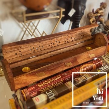 Anika 77-2 Pirinç Fil Figürlü Ahşap Tütsülük – 31 cm Tütsü Kabı, Otantik Dekoratif Obje Hediyelik