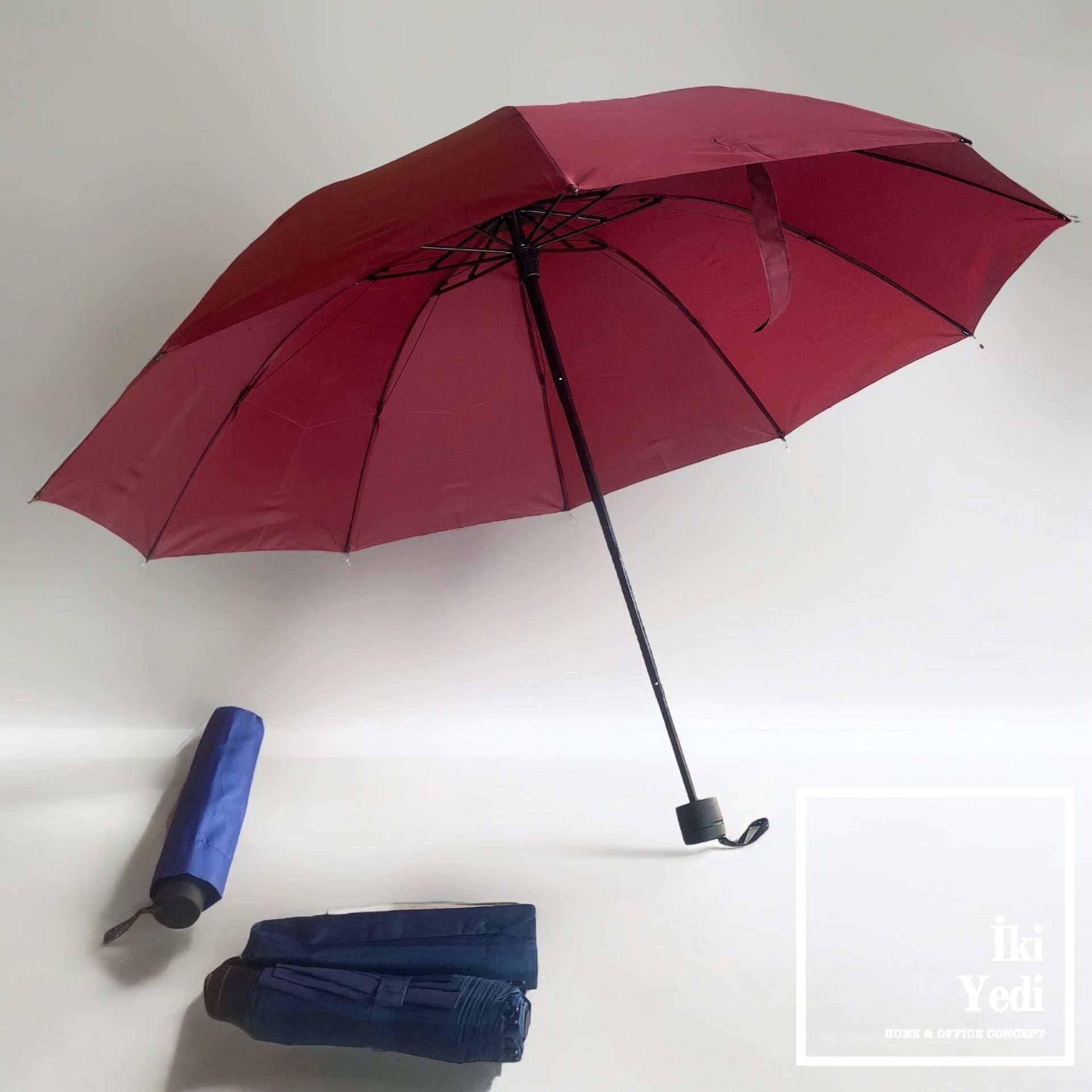 Pluie 77-1 Katlanabilir Portatif Şemsiye Bordo Mavi Lacivert Renk Seçenekleri