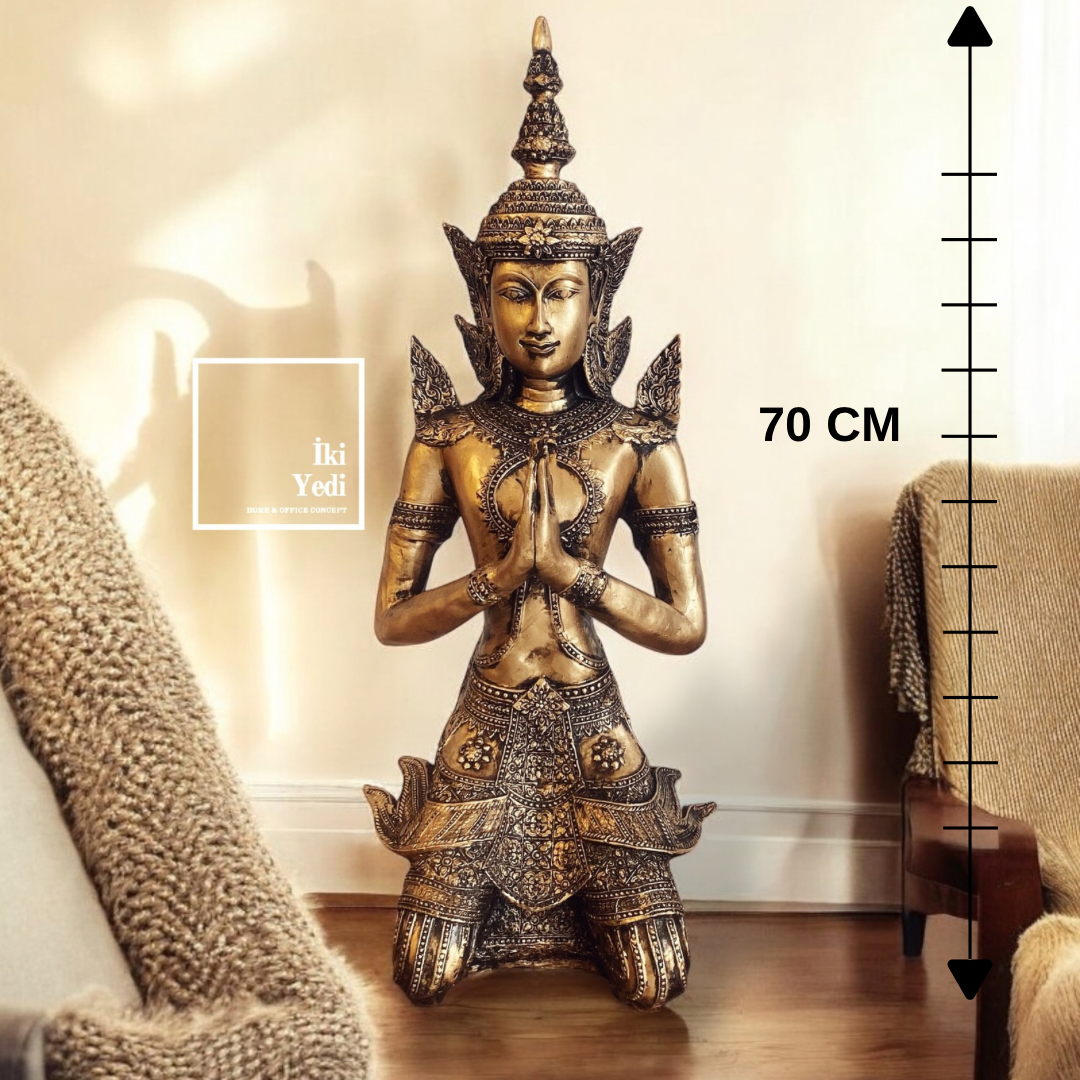 Gold 70 cm Buda Heykeli Yoga Meditasyon Dekor Büyük Objeler Ofis Dekorasyonu Ev Dekoratif Objeler Hediyelik Eşyalar