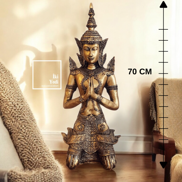 Gold 70 cm Buda Heykeli Yoga Meditasyon Dekor Büyük Objeler Ofis Dekorasyonu Ev Dekoratif Objeler Hediyelik Eşyalar