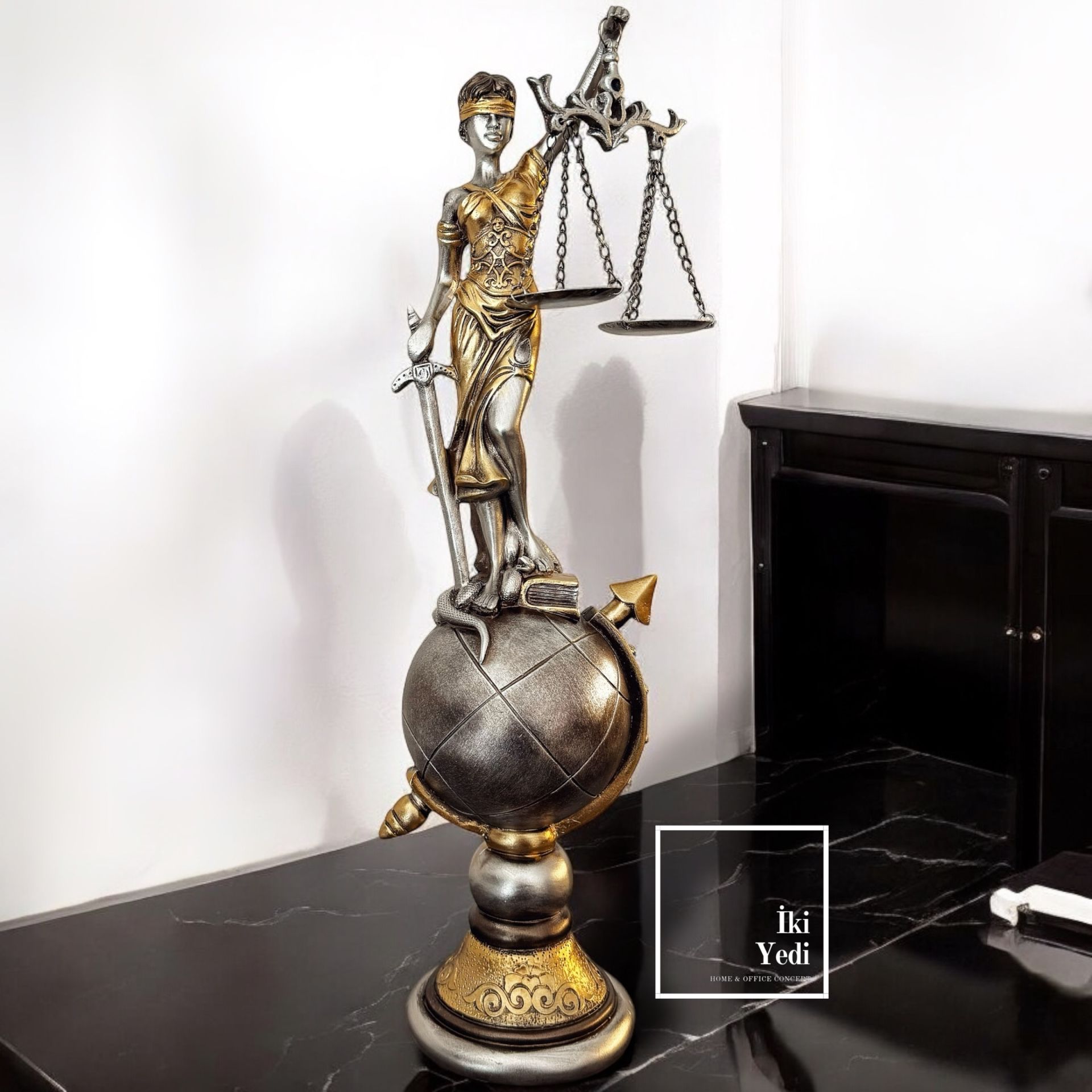 Adalet Tanrıçası Themis Heykeli, 37 cm Lady Justice Biblo, Hukuk Ofisi Dekoru Avukata Hediye