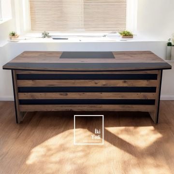 Rodos 180 cm L Model Sümenli Ofis Makam Yönetici Masası Büro Mobilyaları Çalışma Masası