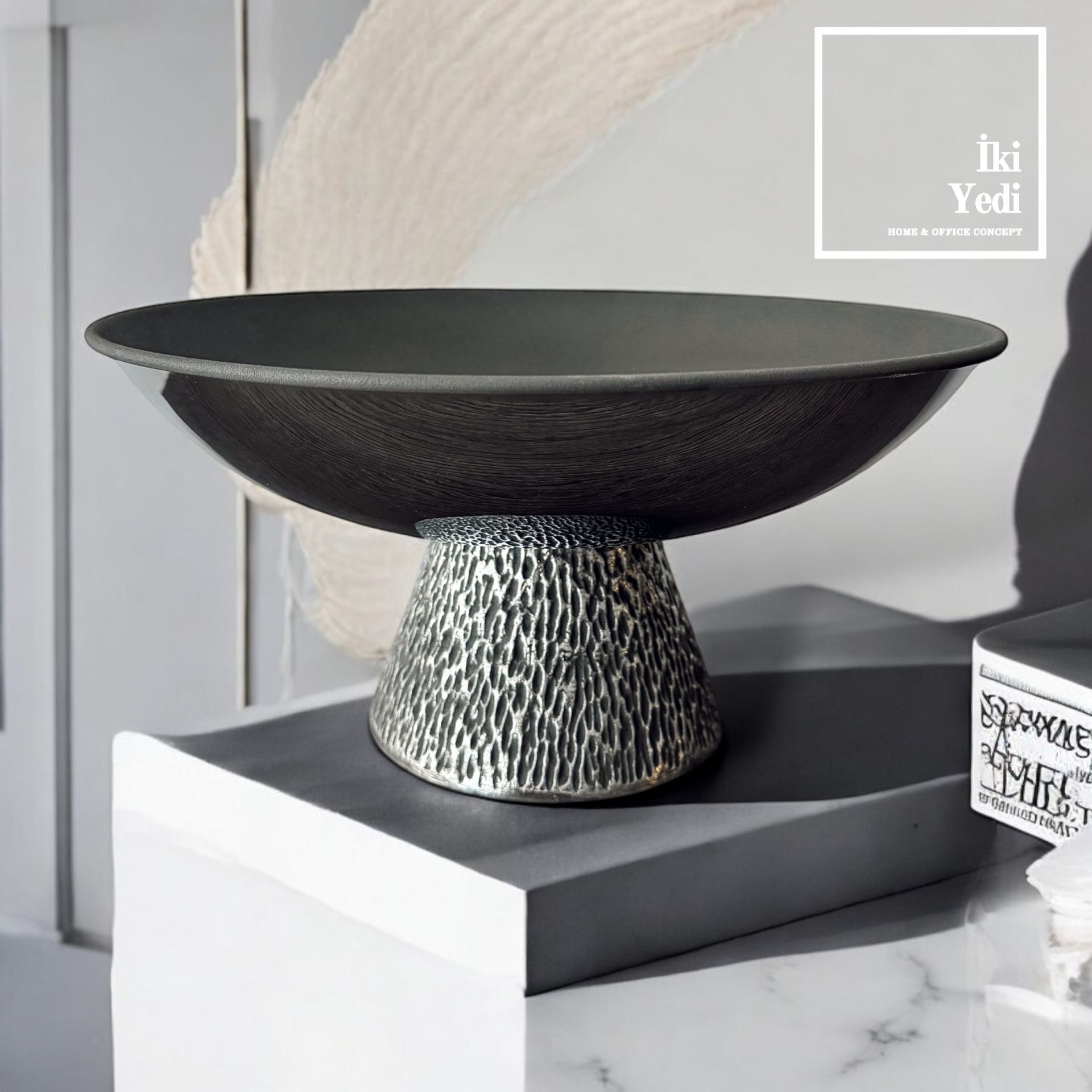 Della 77-1 Alüminyum Döküm Dekoratif Kase, 31×16 cm İkramlık Tabak, Yeni Ev Ofis Hediyelik Obje