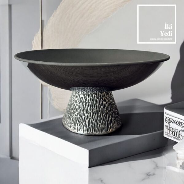 Della 77-1 Alüminyum Döküm Dekoratif Kase, 31×16 cm İkramlık Tabak, Yeni Ev Ofis Hediyelik Obje