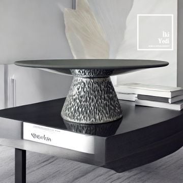 Della 77-2 Alüminyum Döküm Dekoratif Kase, 31×12 cm İkramlık Tabak, Yeni Ev Ofis Hediyelik Obje