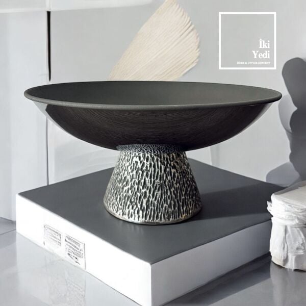 Della 77-3 Alüminyum Döküm Dekoratif Kase, 26×11,5 cm İkramlık Tabak, Yeni Ev Ofis Hediyesi