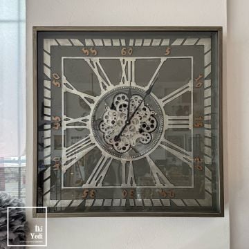 Karvitz 80 cm Ayaklı Çarklı Saat, Döner Mekanik Metal Saat, Lüks Ev Ofis Hediyesi Dekoratif Obje