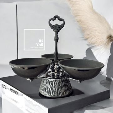 Della 77-4 Yüksek Kalite Metal Alüminyum Döküm Dekoratif Kase Tabak Kuruyemişlik Yeni Ev Hediyesi İkramlık Ofis Hediyelik Eşyalar