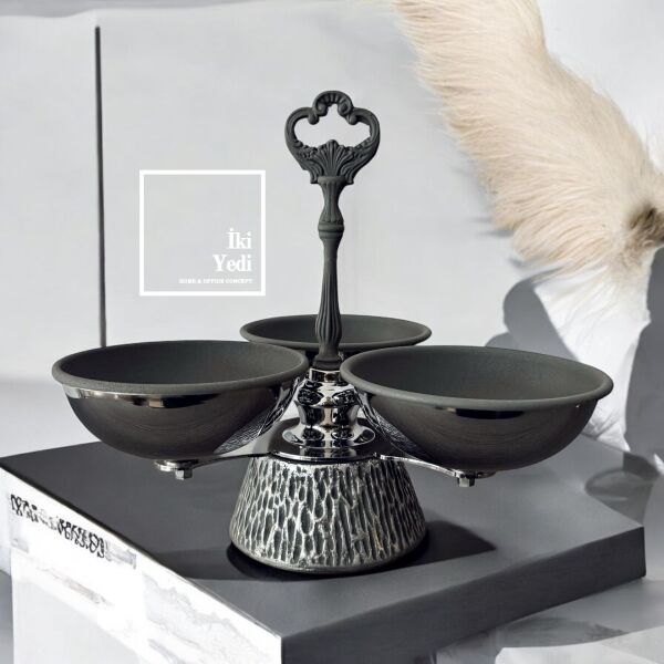 Della 77-4 Alüminyum Döküm Dekoratif Kase, Kuruyemişlik İkramlık Tabak, Yeni Ev Ofis Hediyesi