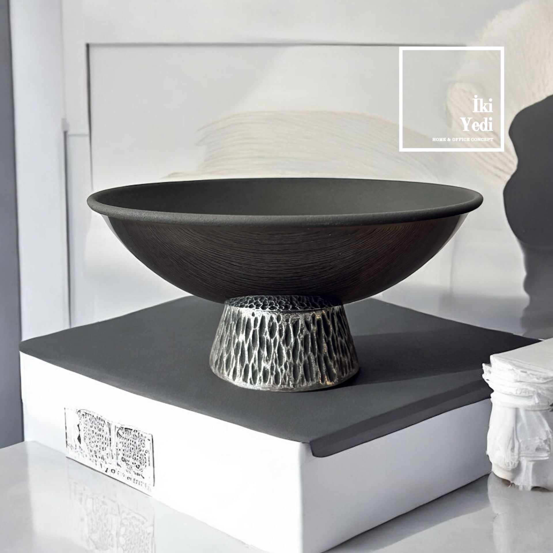 Della 77-5 Alüminyum Döküm Dekoratif Kase, 22×10,5 cm İkramlık Tabak, Yeni Ev Ofis Hediyelik