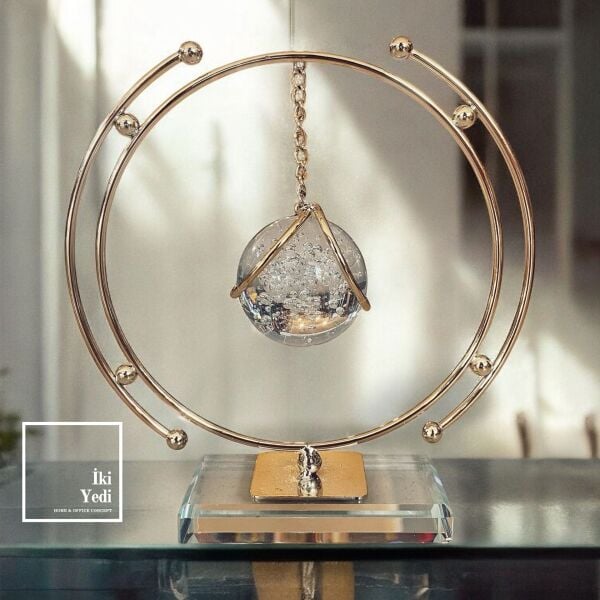 Menlo Askıda Cam Küre Obje, Dekoratif Masaüstü Süs, Şık Ofis Aksesuarı ve Zarif Hediyelik