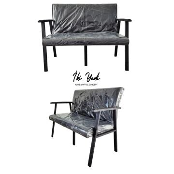 Matrone İkili Bekleme Koltuğu Misafir Sandalyesi Ofis Koltukları Büro 2 Kişilik Demir İskelet Suni Deri