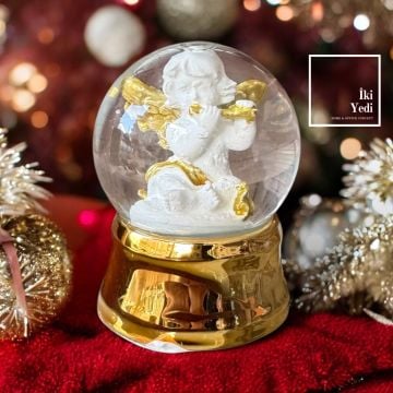 Melek Çocuk Mini Kar Küresi, Yılbaşı Hediyesi, Dekoratif Hediyelik Objeler ve Süs Eşyaları