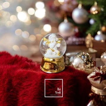 Melek Çocuk Mini Kar Küresi, Yılbaşı Hediyesi, Dekoratif Hediyelik Objeler ve Süs Eşyaları