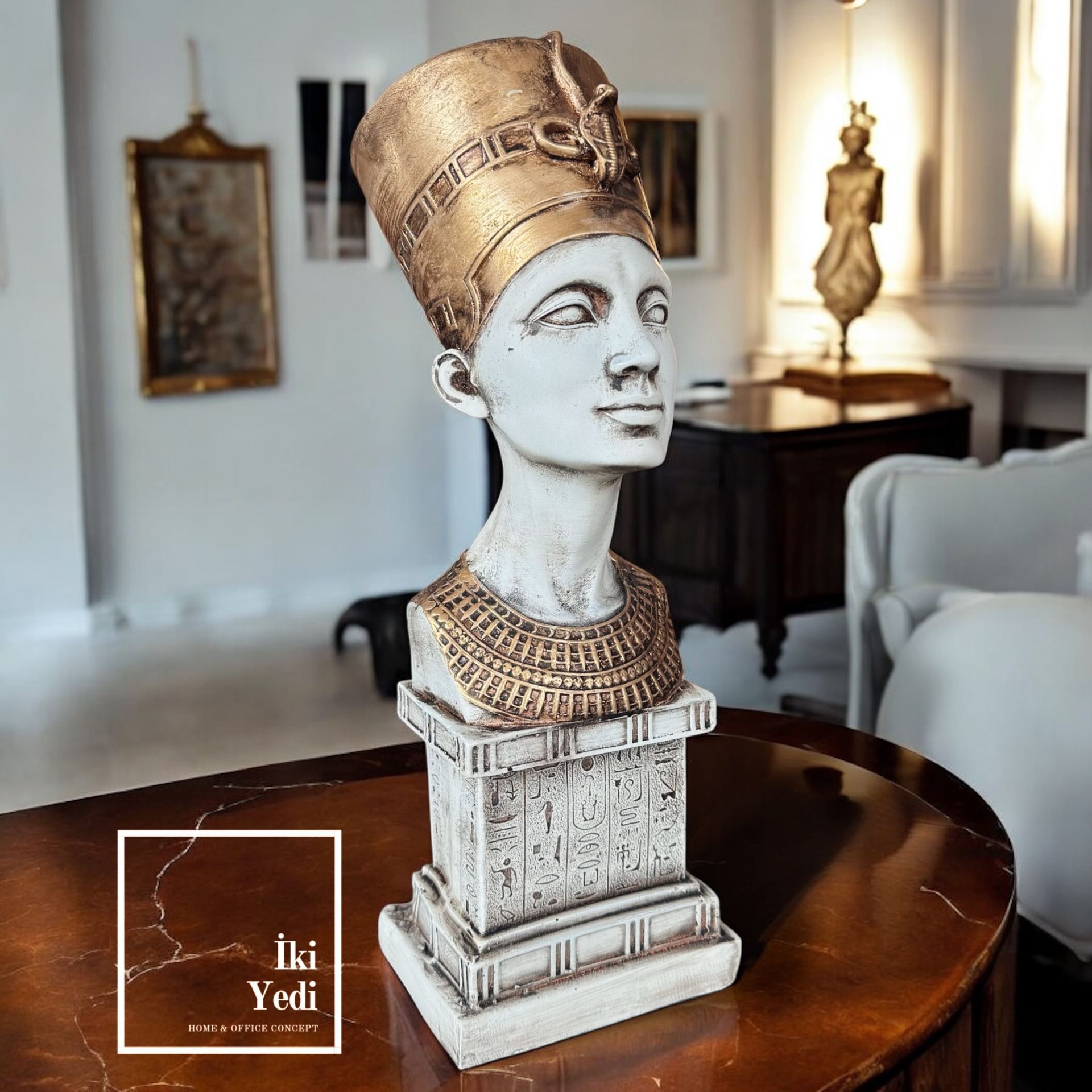 Antik Mısır’ın İkonu Nefertiti Büst Heykeli Tarihi Tema Dekoratif Obje Biblo Hediye Eşya Dekorasyon
