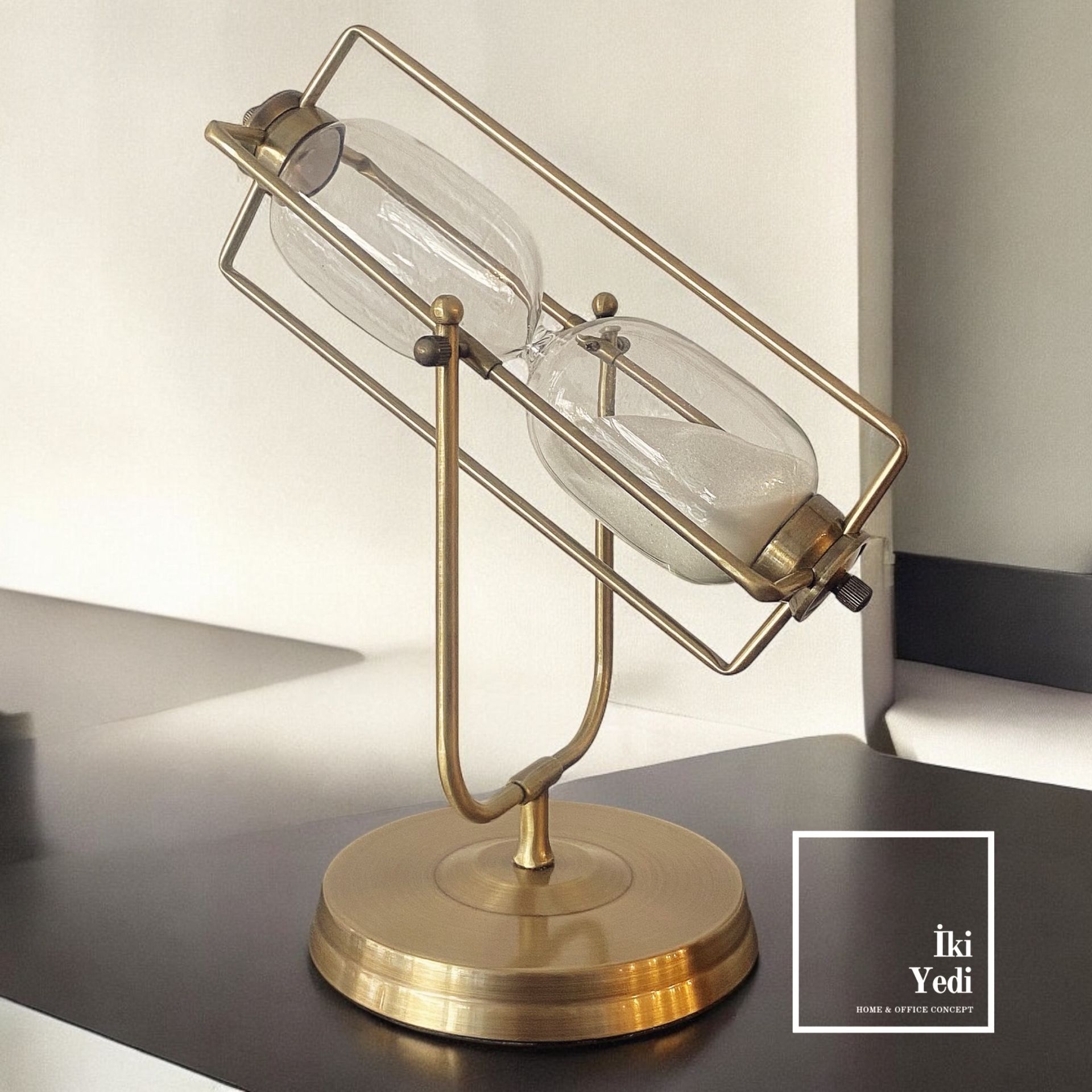 Spinoza Spiral Tasarım Gold Kum Saati, 30 Dakika Cam Obje, Büyük Ofis Masaüstü Dekoratif Hediye