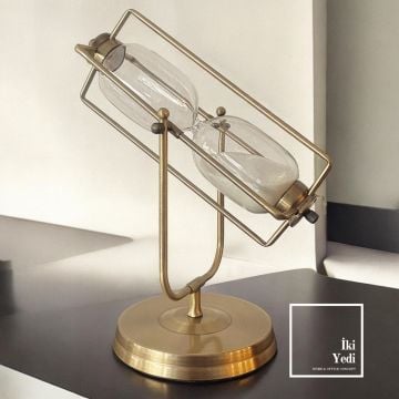 Spinoza Spiral Tasarım Gold Kum Saati, 30 Dakika Cam Obje, Büyük Ofis Masaüstü Dekoratif Hediye