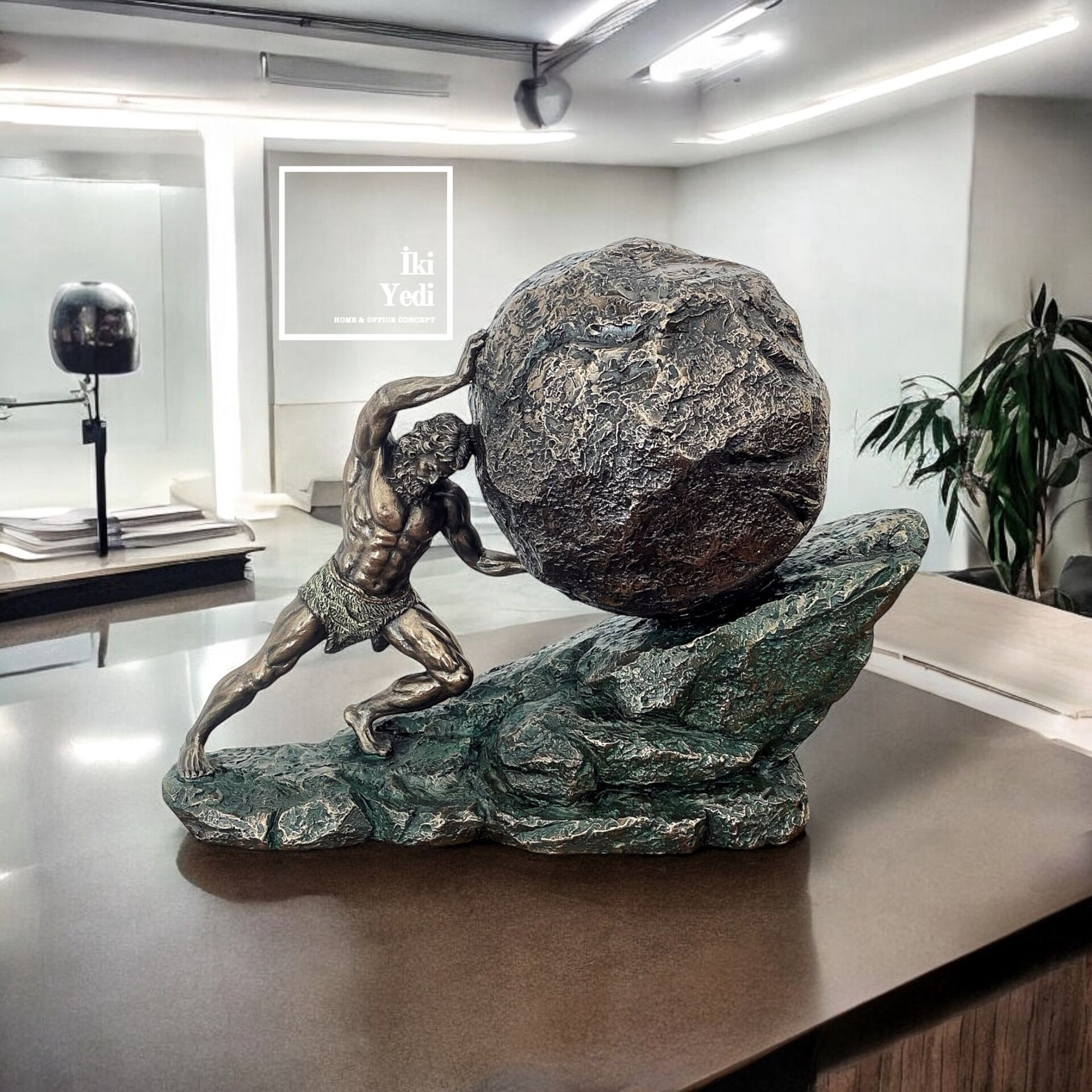 Veronese Sisifos Heykeli Bronz Kaplama Mitolojik Figür Ev Ofis Dekoru Masaüstü Anlamlı Biblo Obje