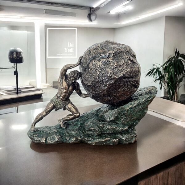 Veronese Sisifos Heykeli Bronz Kaplama Mitolojik Figür Ev Ofis Dekoru Masaüstü Anlamlı Biblo Obje