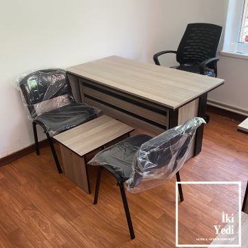 Lucre Sekreterya Seti Ofis Çalışma Masası Takımı Büro Personel Grubu Mobilyası Masa Sandalye