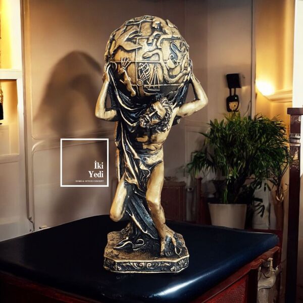Atlas Dünyayı Taşıyan Adam 30 cm Mitolojik Dekoratif Obje Ev Dekorasyonu Ofis Hediyesi Hediyelikler