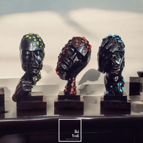 Görmedim Duymadım Bilmiyorum Figür Obje Seti Dekoratif Aksesuar Süs Eşyası Heykel Biblo GDB 77-4