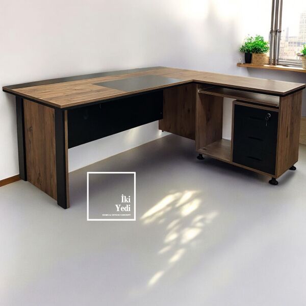 Rodos 180 cm Ofis Mobilya Takımı Makam Odası Büro Mobilyaları Yönetici Çalışma Masası Seti 8 Parça